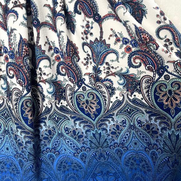 LuLaRoe Amelia Fit & Flare Stretch Dress Blue Ombre Floral Paisley Pockets Large - Picture 7 of 11